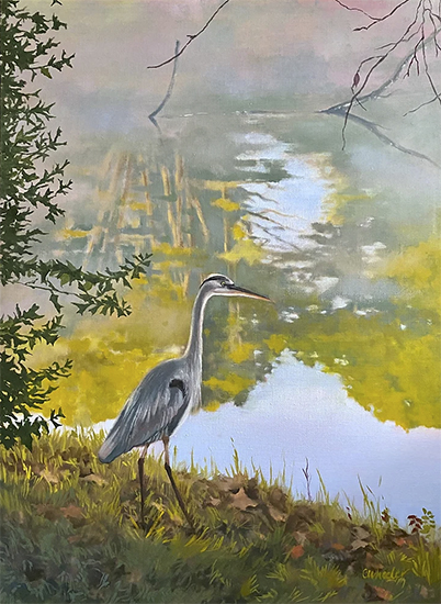 Heron by the Lake, 24 x 18", Oil, © Cindy Wheeler