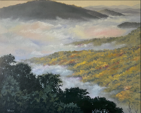 Niebla de montaña, 16 x 20"Óleo, © Cindy Wheeler