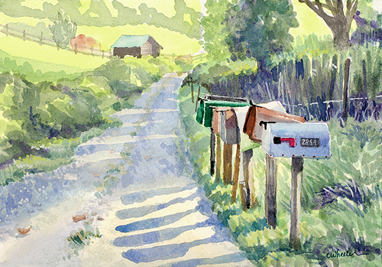 Rural Mail, Watercolor, Cindy Wheeler