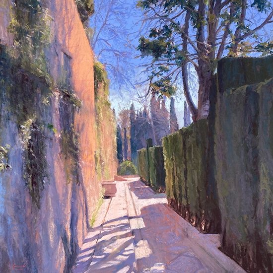 pastel painting of Alhambra wall © Sophie Amauger