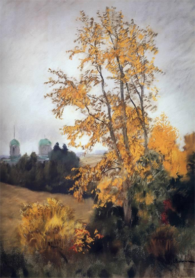 Autumn Landscape with Church, 1895, Isaac Levitan