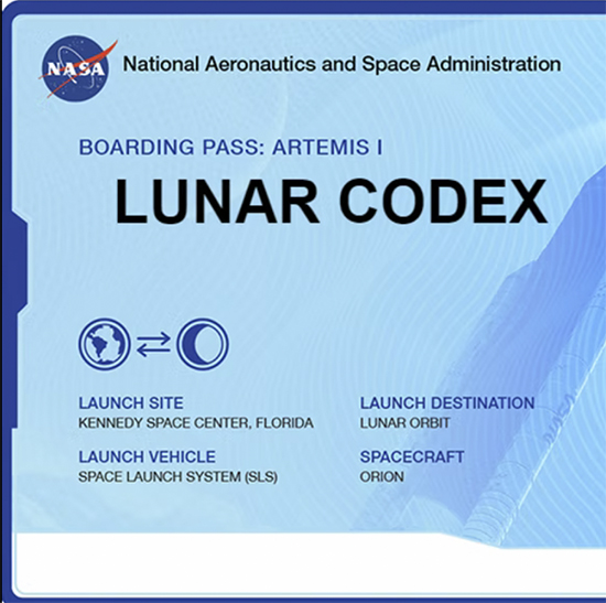 Lunar Codex Boarding Pass from the Orion Launch 2022