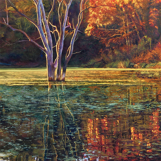On the Pond II, 36 x 36", Oil, © John Hulsey