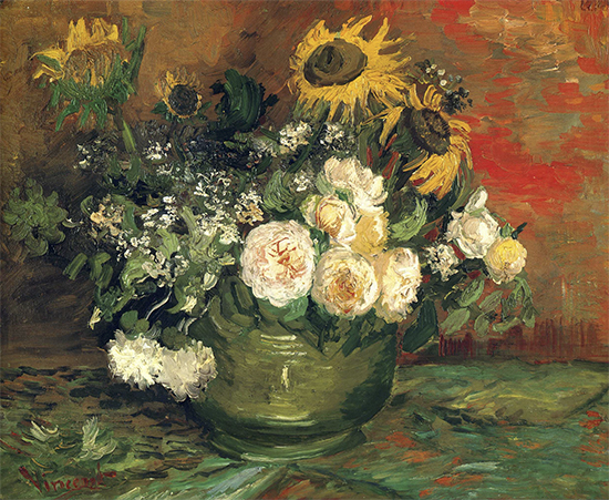 Still Life with Roses and Sunflowers, 1886, Vincent van Gogh