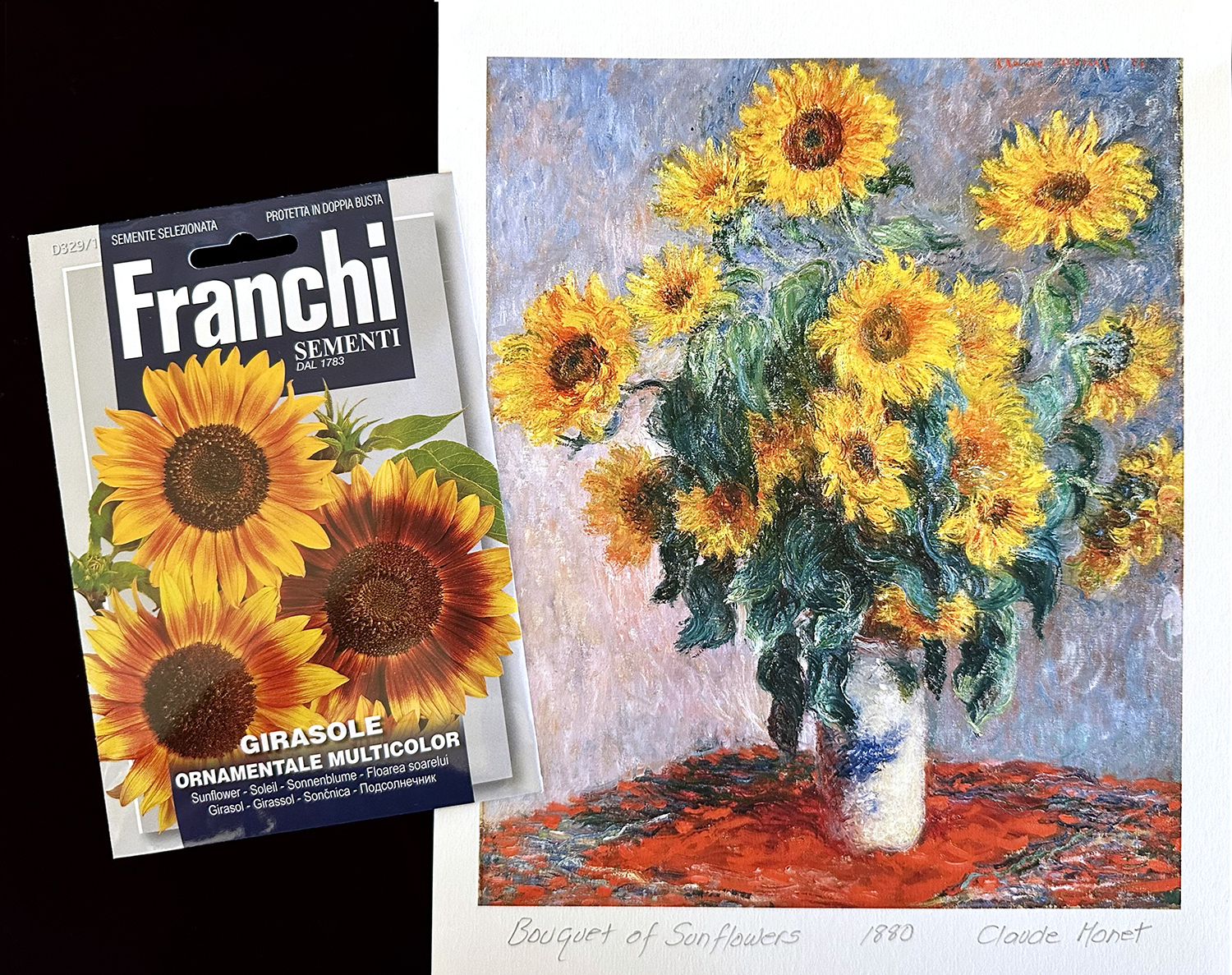 Ramo de girasoles, 1880, Claude Monet con semillas de Franchi