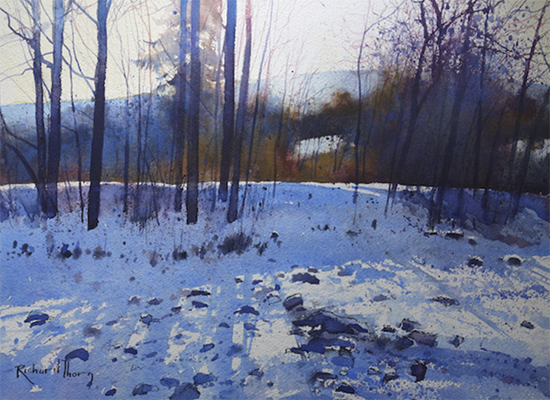 Sombras de nieve, 19 x 14"WC, © Richard Thorn