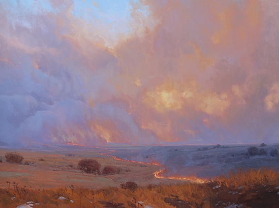oil painting of fire on the prairie © Michael Albrechtsen