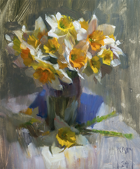 Daffodils, 10 x 12", Oil, © Alex Kelly