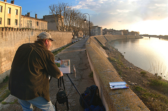 John Hulsey painting in Arles, France. Photo ©Chris Whitney 