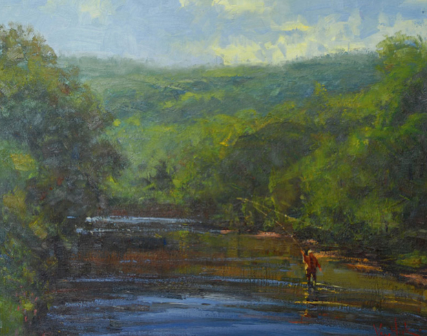 oil painting of mountain stream by George Van Hook