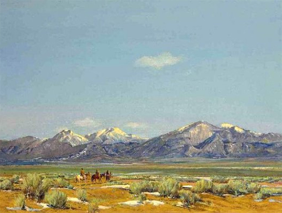 A Field in Taos, painting by Oscar E. Berninghaus