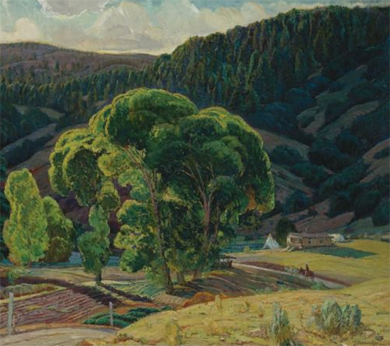 Cottonwood River Ranch, ca. 1925, painting by Oscar E. Berninghaus