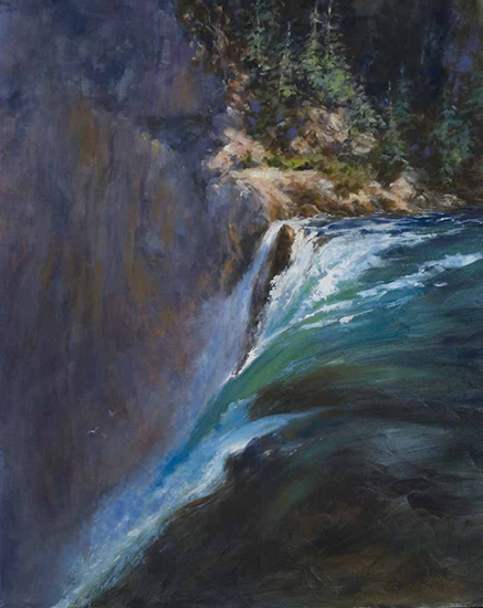 Overflowing Yellowstone Falls oil painting © Susan Blackwood