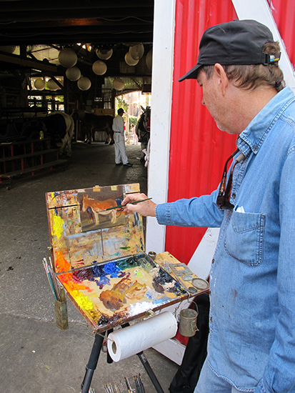 Photo of John Hulsey painting plein air in Charleston, S.C., by Ann Trusty