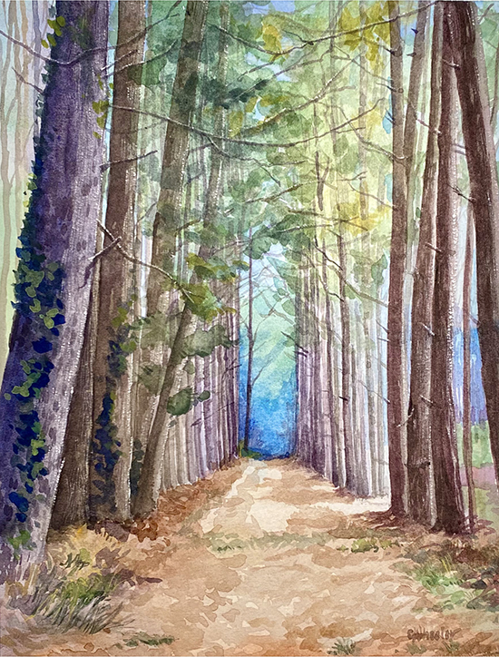 Green Cathedral, Watercolor, © Cindy Wheeler