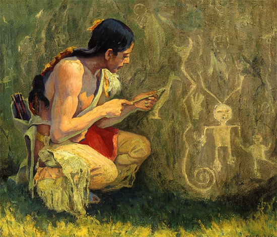The Pictographs, 1919  painting by E. Irving Couse