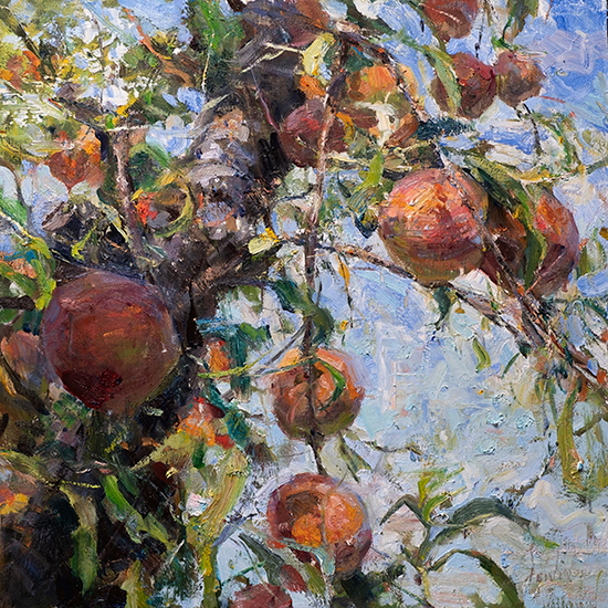 Peach Orchard, 20 x 20", Oil, © Derek Penix