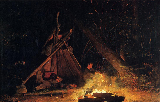 painting of a campfire by Winslow Homer