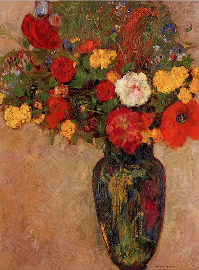 oil painting of flowers by Odilon Redon