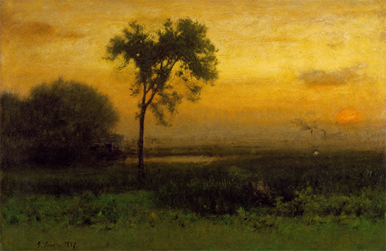 sunset with grass painting