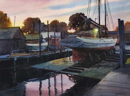 Early Evening, Gloucester, 15 x 22", WC, © Christopher Leeper