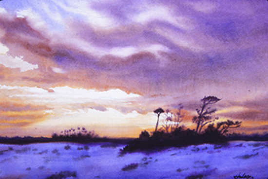 Watercolor painting of the South Carolina Lowcountry by John Hulsey