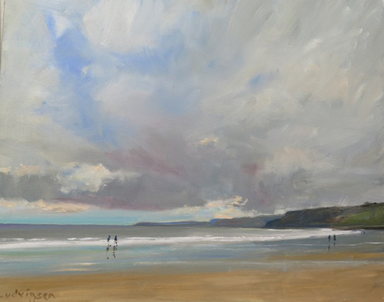 oil painting of ocean beach at Scarborough © Malcolm Ludvigsen
