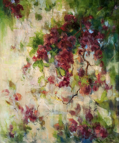 Abstracted Red Flowers, Oil, 24 x 20", © Mary Garrish