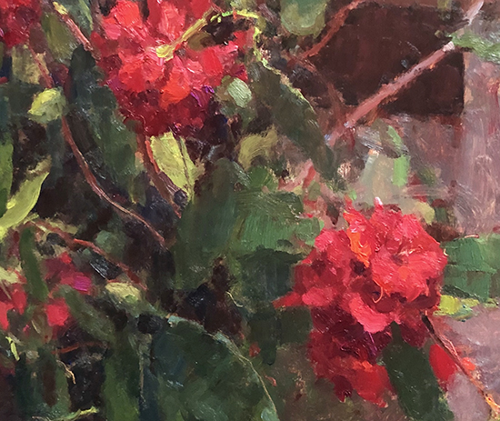 Detail, Red Rhododendrons, 60 x 54", Oil, © Jim McVicker