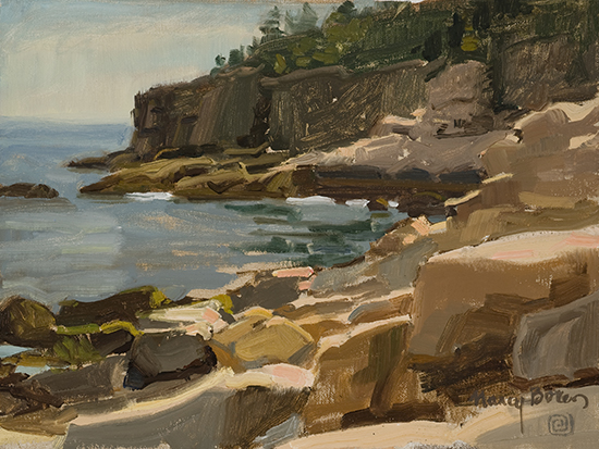 Cliffs at Otter Point, Maine, 9 x 12", Oil, © Nancy Boren