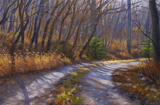 oil painting of winter trees by John Hulsey