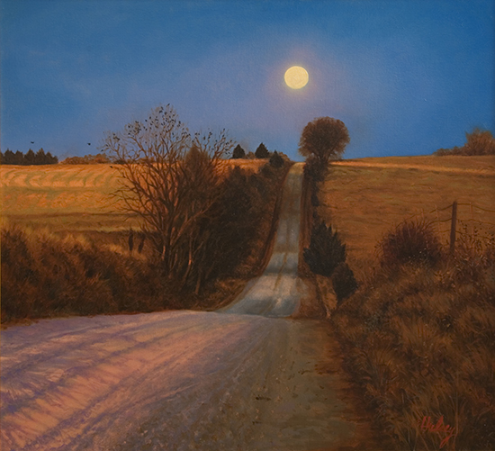 oil painting, Moonrise Road ©John Hulsey