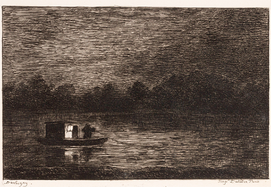 Night Voyage, 1861, Charles-Francois Daubigny, plate from boo