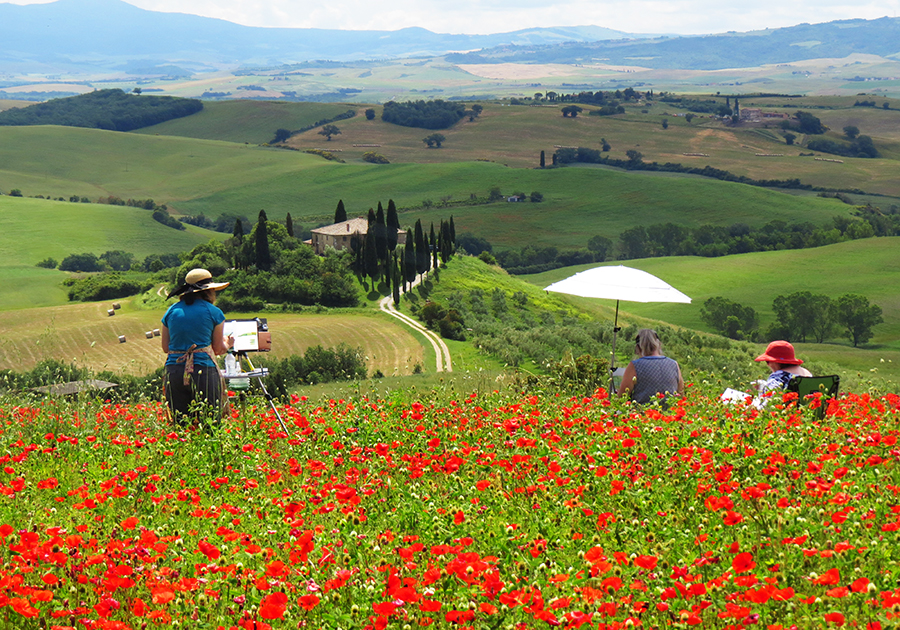 Photograph of Students Plein Air Painting in Tuscany © J. Hulsey