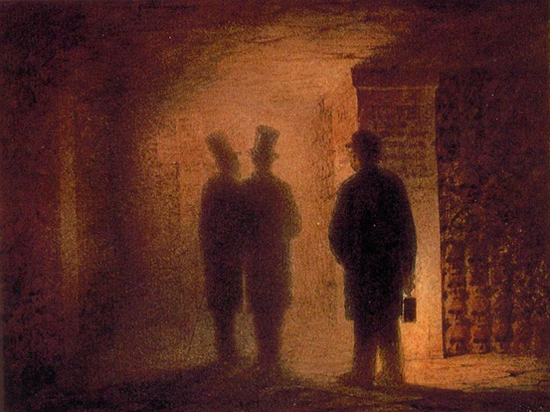 Paris Catacombs watercolor by Victor Hartmann