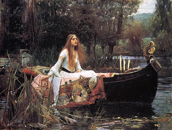 oil painting of the lady of shalott by J.H. Waterhouse 1888