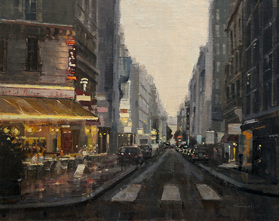 Dusk in Montparnasse, 24 x 30", Oil, © Philippe Gandiol