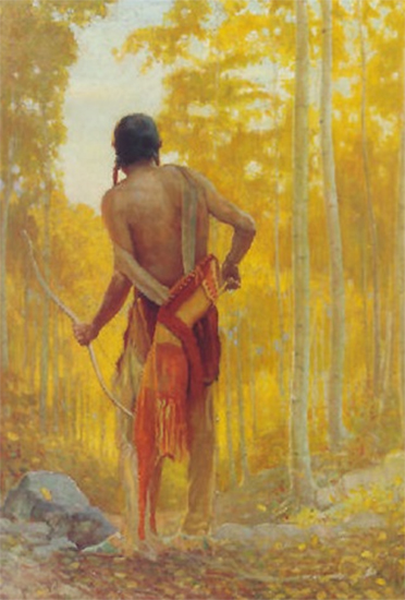 Hunter in the Woods, painting by Bert Geer Phillips