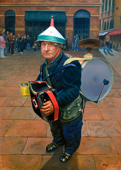 oil painting portrait of a street musician in Venice © J. Hulsey