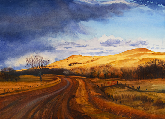Prairie Storm watercolor by John Hulsey