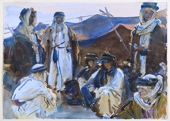 watercolor of Bedouin and tent by John Singer Sargent.