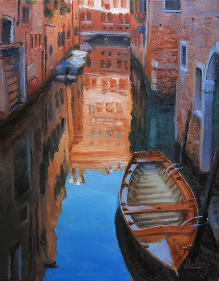 Oil Sketch on Panel, Reflection, Venice. ©J. Hulsey
