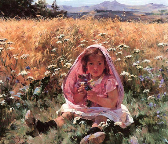 Little Girl in a Field of Barley, Marie Lucas Robiquet
