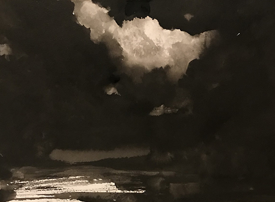 Storm Clouds Rise Above the River, Ink on Paper, 8 x 10", © Mark Adrian Stopforth