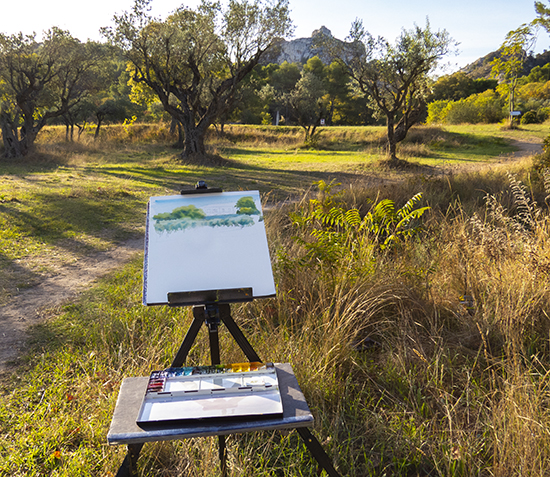 photo of watercolor at St. Rémy, France.© J. Hulsey