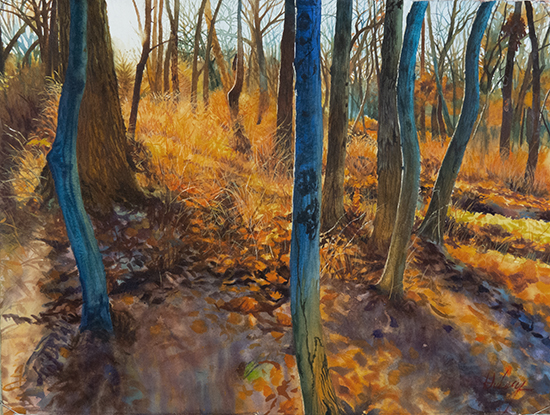 October Woods, Watercolor, 22 x 30", © J.M. Hulsey