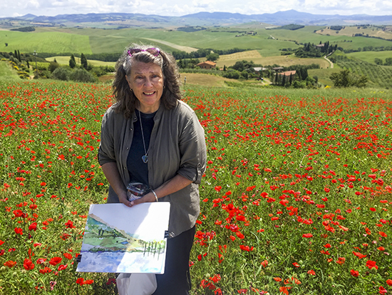 Photograph of Ann in the Poppies of Tuscany