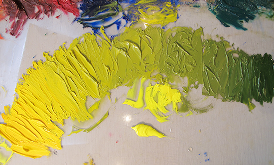 photo of mixed oil paint on palette