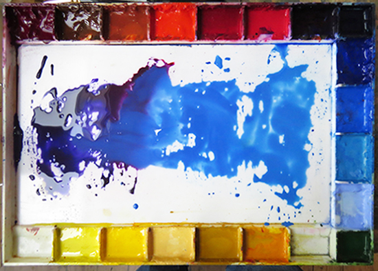 Photo of John Hulsey's watewrcolor palette.