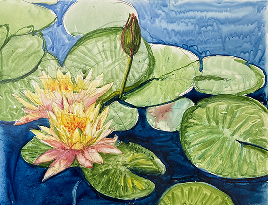 Water Lilies, Watercolor on Yupo, © J.M. Hulsey